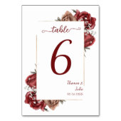 バーガンエレガントディ&シルバーの花 テーブルナンバー (裏面)