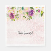 バーガンガーリーディピンクウォーター色フローラアニマルプリント スタンダードランチョンナプキン (正面)