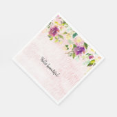 バーガンガーリーディピンクウォーター色フローラアニマルプリント スタンダードランチョンナプキン (角)