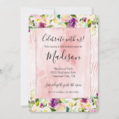 バーガンガーリーディピンクウォーター色フローラアニマルプリント 招待状 (正面)