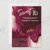 バーガンクールディ抽象芸術アルコールインク 招待状 (正面)