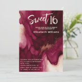 バーガンクールディ抽象芸術アルコールインク 招待状 (スタンド正面)