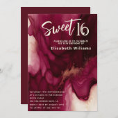 バーガンクールディ抽象芸術アルコールインク 招待状 (正面/裏面)