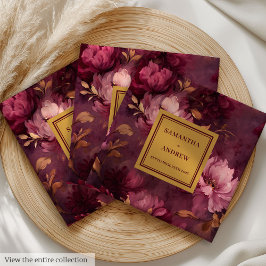 バーガンスタイリッシュディーピンク赤面金ゴールド結婚ズナプキンス