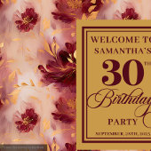 バーガンスタイリッシュディ赤面金ゴールド30thバースデータペストリー タペストリー