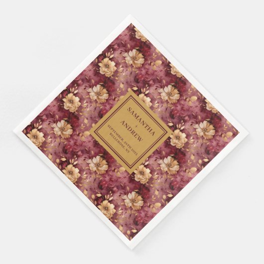 バーガンスタイリッシュディ金ゴールドウェディングレセプションナプキンス (コーナー)