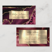 バーガンディおよびゴールドフォイル瑪瑙の名刺 名刺 (正面/裏面)