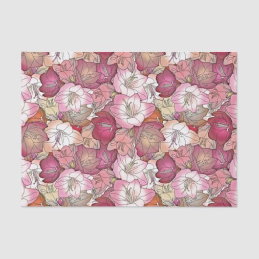 バーガンディおよびピンクのハイビスカスのティッシュペーパー 薄葉紙 (正面)