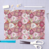 バーガンディおよびピンクのハイビスカスのティッシュペーパー 薄葉紙 (クラフト)