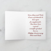 バーガンディおよびピンク記念日のお母さんおよびパパ カード (内部)