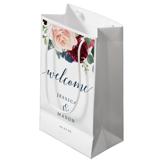 バーガンディおよび海軍ホテルの歓迎のギフトバッグ スモールペーパーバッグ (正面アングル)