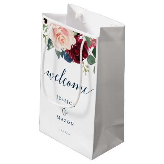 バーガンディおよび海軍ホテルの歓迎のギフトバッグ スモールペーパーバッグ (裏面アングル)