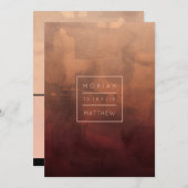 バーガンディおよび赤面の豪華な結婚式招待状 招待状 (正面/裏面)