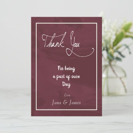 バーガンディおよび金ゴールドのグリッターのポケットサンキューカード サンキューカード (スタンド正面)