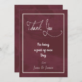 バーガンディおよび金ゴールドのグリッターのポケットサンキューカード サンキューカード (正面/裏面)