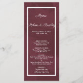 バーガンディおよび金ゴールドのグリッターのポケットメニュー プログラム (正面)