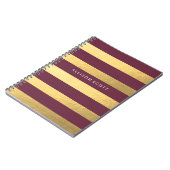 バーガンディおよび金ゴールドのパーソナライズなノート ノートブック (左側)