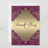 バーガンディおよび金ゴールドの結婚式招待状 招待状 (裏面)