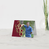 バーガンディおよび金ゴールドの2018年の卒業は写真感謝していしています サンキューカード (正面)