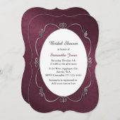 バーガンディおよび銀のブライダルシャワーの招待状 招待状 (正面/裏面)