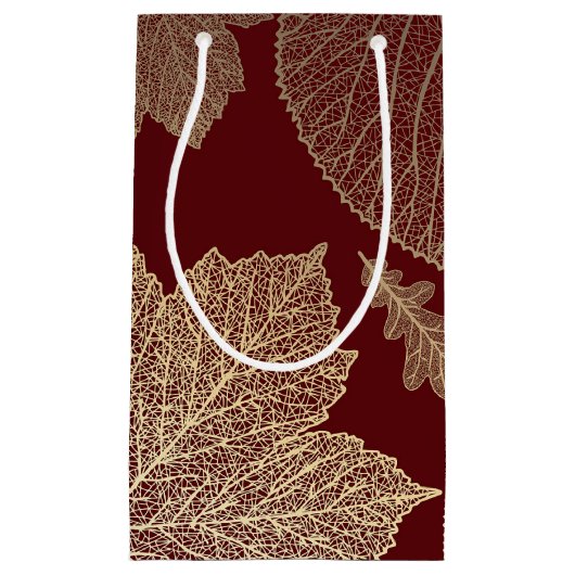 バーガンディおよび陸軍少佐の階級章の秋の結婚式 スモールペーパーバッグ (正面)