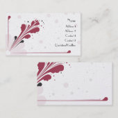 バーガンディおよび黒い花のフィズのデザイン 名刺 (正面/裏面)