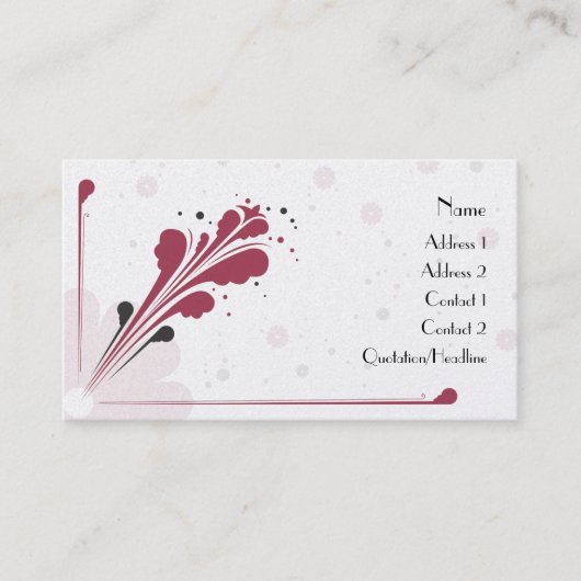 バーガンディおよび黒い花のフィズのデザイン 名刺 (正面)