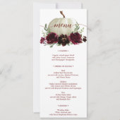 バーガンディかぼちゃの秋の結婚式メニューまたはシャワー 招待状 (正面)