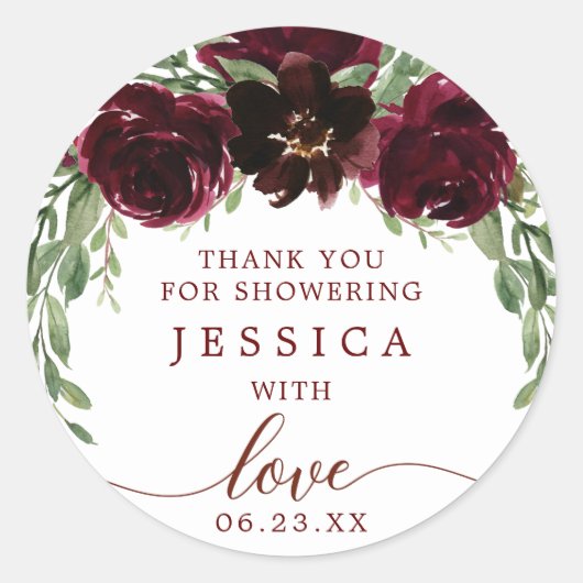 バーガンディかぼちゃの秋シャワーフェイスステッカー ラウンドシール (正面)