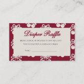 バーガンディさくらんぼオントップベビーシャワーおむつラッフル エンクロージャーカード (正面)