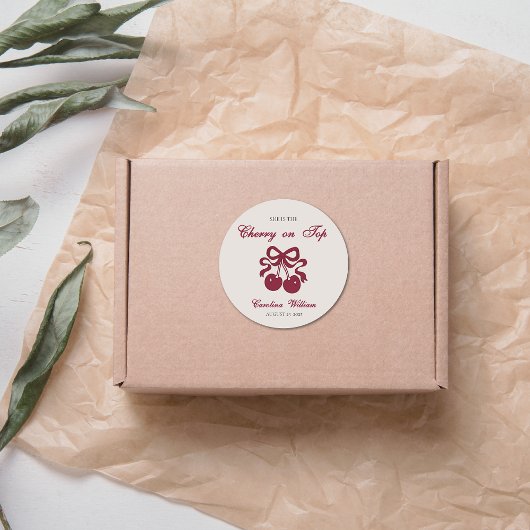 バーガンディさくらんぼオントップベビーシャワー ラウンドシール