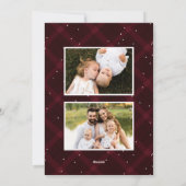 バーガンディつや消し格子笑いメリークリスマス3写真 シーズンカード (裏面)