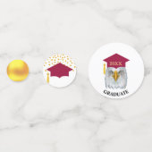 バーガンディでの卒業と金ゴールド紙吹雪 コンフェッティ (正面)