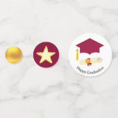 バーガンディでの卒業と金ゴールド紙吹雪 コンフェッティ (裏面)