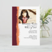 バーガンディとオレンジの裂けた紙卒業 招待状 (スタンド正面)