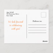 バーガンディとオレンジ色の花ブライダルシャワー ポストカード (裏面)