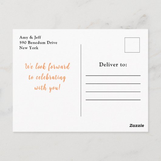 バーガンディとオレンジ色の花赤ちゃんシャワー ポストカード (裏面)