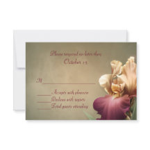 バーガンディとクリームアイリスウェディングRSVPカード