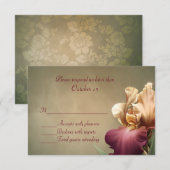 バーガンディとクリームアイリスウェディングRSVPカード 出欠カード (正面/裏面)