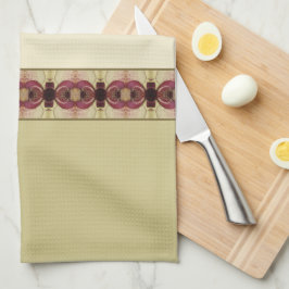 バーガンディとクリーム装飾 キッチンタオル