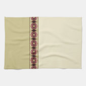 バーガンディとクリーム装飾 キッチンタオル (横)