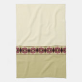 バーガンディとクリーム装飾 キッチンタオル (縦)