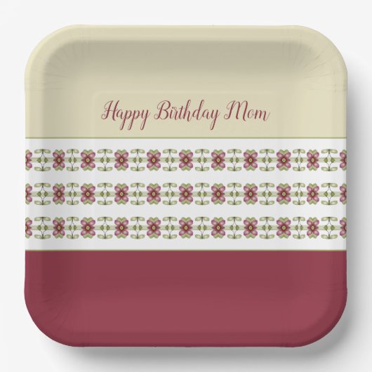 バーガンディとクリーム ペーパープレート (正面)