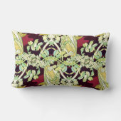 バーガンディとグリーンフローラミュシャリミックス抽象芸術 ランバークッション (裏面)
