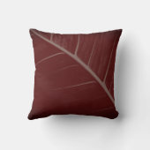 バーガンディとグレーのミニマリストマクロリーフ クッション (裏面)