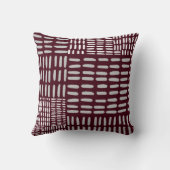 バーガンディとグレーの芸術的抽象芸術線パターン クッション (裏面)