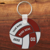 バーガンディとグレーバレーボールのキーホルダーをパーソナライズ キーホルダー (裏面)
