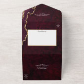 バーガンディとゴールドのアゲートストーンの結婚式 オールインワン招待状 (外側)