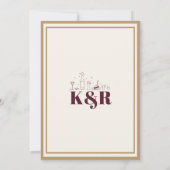 バーガンディとゴールドのSave The Date 招待状 (裏面)