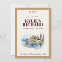 バーガンディとゴールドのSave The Date